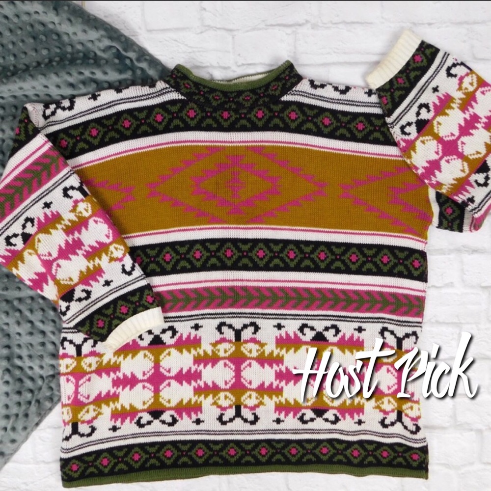 🎉HP🎉 Vintage Fair Isle Colorful Chunky Sweater